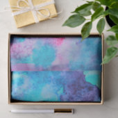 ピンクかわいらしブルーパープルサルティ水彩画 薄葉紙 (ギフト)