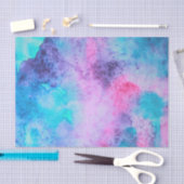 ピンクかわいらしブルーパープルサルティ水彩画 薄葉紙 (クラフト)