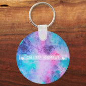 ピンクかわいらしブルーパープル塩辛い水彩モノグラム キーホルダー (正面)
