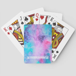 ピンクかわいらしブルーパープル塩辛い水彩モノグラム トランプ