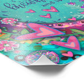 ピンクかわいらしブルーフローラハート呼吸引用文 フォトプリント            (角)