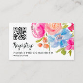ピンクかわいらしブルーフローラ水色ブライダル登録 エンクロージャーカード (正面)