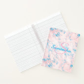 ピンクかわいらしブルー大理石名パーソナライズされた ノートブック (内部)