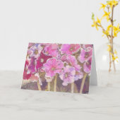 ピンクかわいらしプリムローズ花アートノートカード カード (黄色い花)