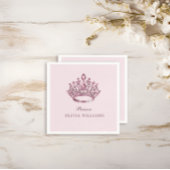 ピンクかわいらしプリンセスクラウンエレガントバースデーパーティー スタンダードカクテルナプキン