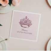 ピンクかわいらしプリンセスクラウンエレガントバースデーパーティー スタンダードカクテルナプキン