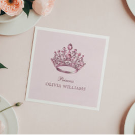 ピンクかわいらしプリンセスクラウンエレガントバースデーパーティー スタンダードカクテルナプキン
