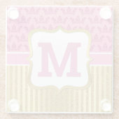 ピンクかわいらしプリンセスクラウン&金ゴールドグリッターストライプ ガラスコースター (裏面)