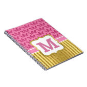 ピンクかわいらしプリンセスクラウン&金ゴールドグリッターストライプ ノートブック (右側)