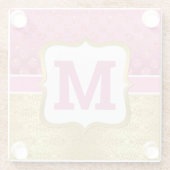 ピンクかわいらしプリンセスグリッタードット&金ゴールドアールデコ ガラスコースター (裏面)