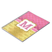 ピンクかわいらしプリンセスグリッタードット&金ゴールドアールデコ ノートブック (左側)