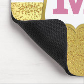 ピンクかわいらしプリンセスグリッタードット&金ゴールドアールデコ マウスパッド (コーナー)