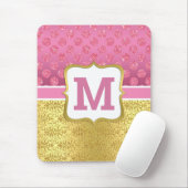 ピンクかわいらしプリンセスグリッタードット&金ゴールドアールデコ マウスパッド (マウス)
