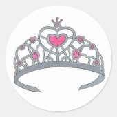 ピンクかわいらしプリンセスジュエルティアラクラウンロイヤリティ ラウンドシール (正面)