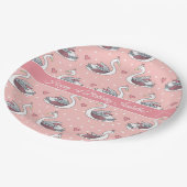 ピンクかわいらしプリンセススワンズベビーガール1st誕生日 ペーパープレート (アングル)