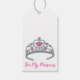 ピンクかわいらしプリンセスティアラ誕生日パーティーガール ギフトタグ