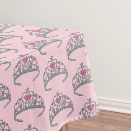 ピンクかわいらしプリンセスティアラ誕生日パーティーガール テーブルクロス (インサイチュ)