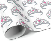 ピンクかわいらしプリンセスティアラ誕生日パーティーガール ラッピングペーパー (ロールコーナー)