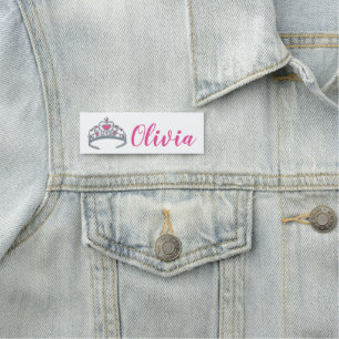 ピンクかわいらしプリンセスティアラ誕生日パーティーガール 名札