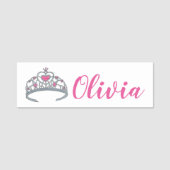 ピンクかわいらしプリンセスティアラ誕生日パーティーガール 名札 (正面)