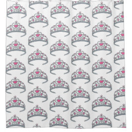 ピンクかわいらしプリンセスパーティーシルバーティアラクラウン シャワーカーテン