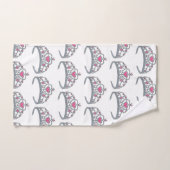 ピンクかわいらしプリンセスパーティーシルバーティアラクラウン バスタオルセット (ハンドタオル)