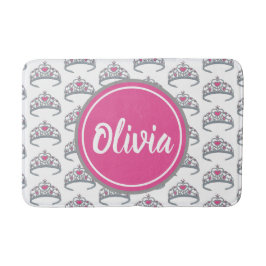 ピンクかわいらしプリンセスパーティーシルバーティアラクラウン バスマット