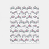 ピンクかわいらしプリンセスパーティーシルバーティアラクラウン フリースブランケット (正面)