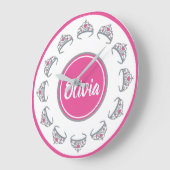 ピンクかわいらしプリンセスパーティーシルバーティアラクラウン ラージ壁時計 (傾斜)