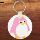 ピンクかわいらしプリンセスペンギンすごいかわいい漫画 キーホルダー (正面)