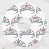 ピンクかわいらしプリンセス誕生日パーティティアラ ワイングラスタグ (正面)