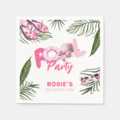 ピンクかわいらしプールパーティーガール誕生日 スタンダードカクテルナプキン (正面)