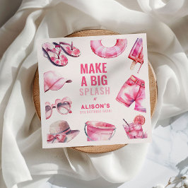 ピンクかわいらしプールパーティーサマーガールズ誕生日 スタンダードカクテルナプキン