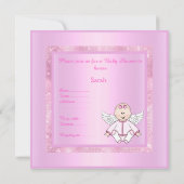 ピンクかわいらしベビーエンジェルベビーシャワー 招待状 (裏面)