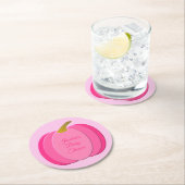 ピンクかわいらしベビーガールかぼちゃのカスタム赤ちゃんシャワー ラウンドペーパーコースター (インサイチュ)