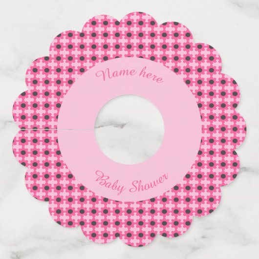 ピンクかわいらしベビーガールカスタムビー赤ちゃんシャワー ワイングラスタグ (裏面)