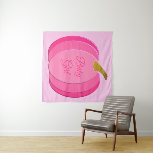 ピンクかわいらしベビーガールカボチャカスタムン タペストリー (インサイチュ(横))