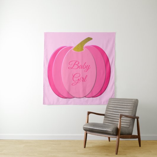ピンクかわいらしベビーガールカボチャカスタムン タペストリー (インサイチュ)