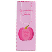 ピンクかわいらしベビーガールカボチャカスタム新生児 ワインギフトバッグ (正面)