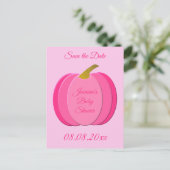 ピンクかわいらしベビーガールカボチャ赤ちゃんシャワーカスタム ポストカード (スタンド正面)