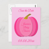 ピンクかわいらしベビーガールカボチャ赤ちゃんシャワーカスタム ポストカード (正面/裏面)