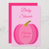 ピンクかわいらしベビーガールカボチャ赤ちゃんシャワーカスタム 招待状 (正面/裏面)
