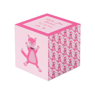 ピンクかわいらしベビーガールキツネカスタム写真アップロード フォトキューブ