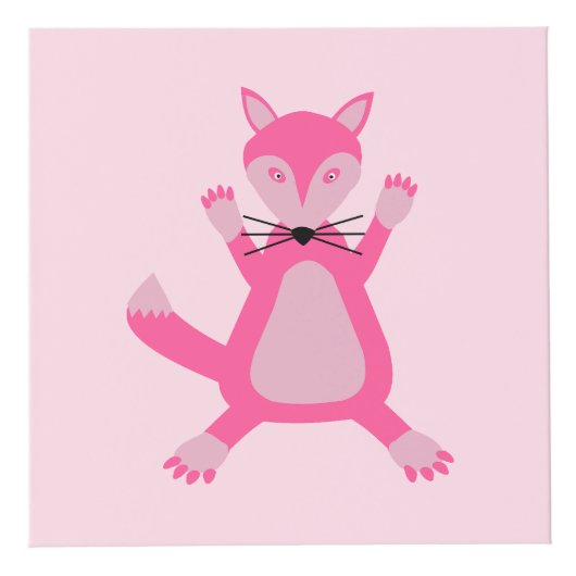 ピンクかわいらしベビーガールキツネカスタム写真アップロード フォトキューブ (正面)