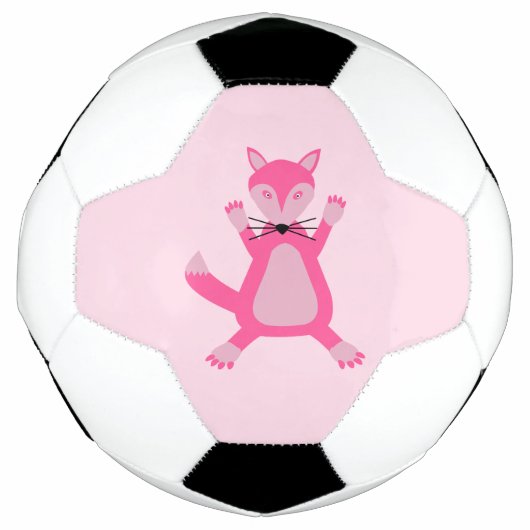ピンクかわいらしベビーガールキツネ サッカーボール (正面)