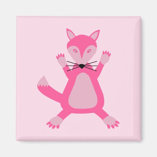 ピンクかわいらしベビーガールキツネ マグネット (正面)