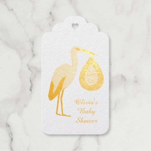 ピンクかわいらしベビーガールストルクカスタムベビーシャワー ギフトタグ (正面)