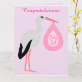 ピンクかわいらしベビーガールストルクカスタム カード (黄色い花)