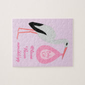 ピンクかわいらしベビーガールストルクカスタム ジグソーパズル (横)