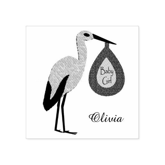 ピンクかわいらしベビーガールストルクカスタム ラバースタンプ (インプリント)